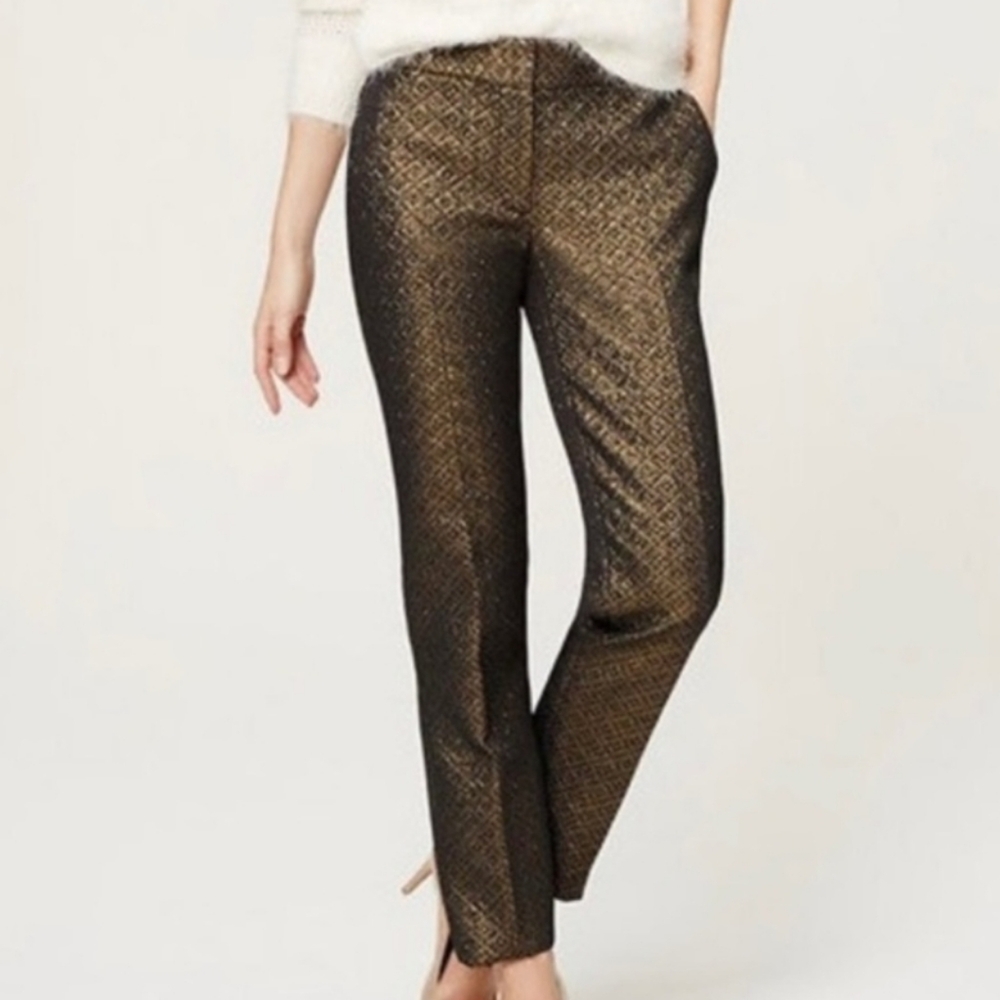 LOFT Gold and Black Cropped Pants